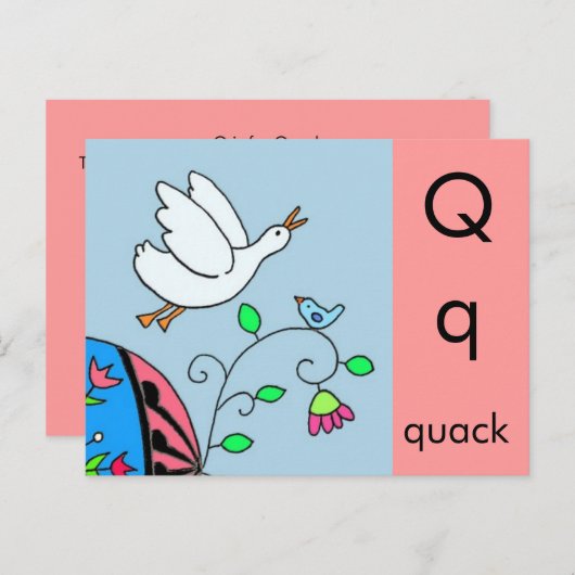 Q is voor Quack Briefkaart (Voorkant / Achterkant)