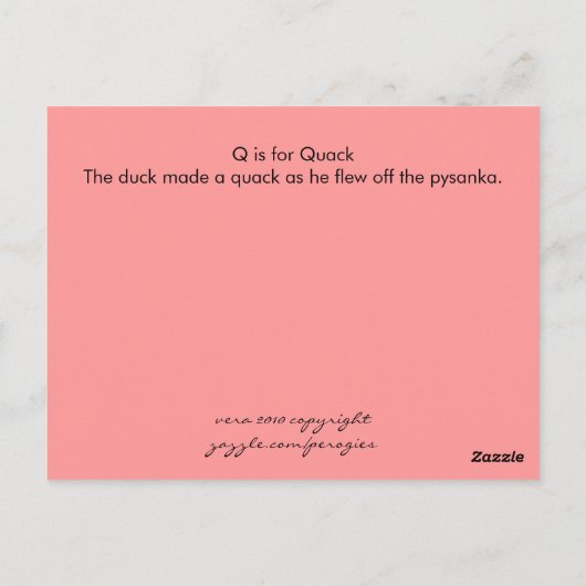 Q is voor Quack Briefkaart (Achterkant)