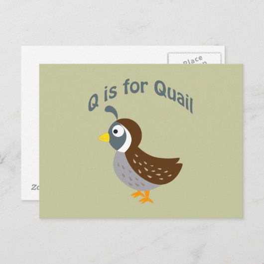 Q is voor Quail Briefkaart (Voorkant / Achterkant)