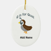 Q is voor Quail Keramisch Ornament (Voorkant)