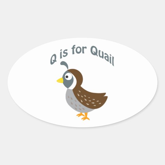 Q is voor Quail Ovale Sticker (Voorkant)