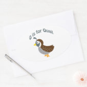 Q is voor Quail Ovale Sticker (Envelop)