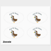 Q is voor Quail Ovale Sticker (Vel)