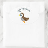 Q is voor Quail Ovale Sticker (Tas)