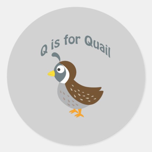 Q is voor Quail Ronde Sticker (Voorkant)