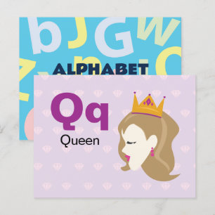Q is voor Queen - Alphabet Flash Kaart