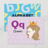 Q is voor Queen - Alphabet Flash Kaart (Voorkant / Achterkant)