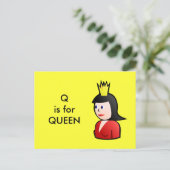 "Q" is voor Queen Alphabet Flashcard Briefkaart (Staand voorkant)