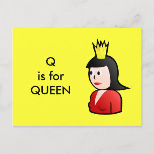 "Q" is voor Queen Alphabet Flashcard Briefkaart