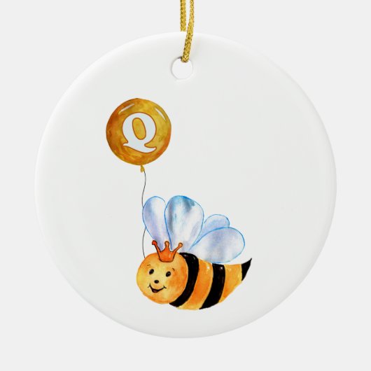 Q is voor QUEEN BEE Keramisch Ornament (Voorkant)