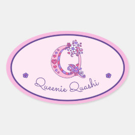 Q letter monogram aangepaste naam id roze stickers