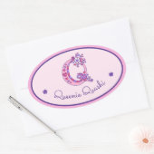 Q letter monogram aangepaste naam id roze stickers (Envelop)