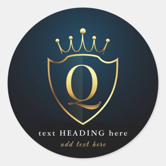 Q - Letter Monogram Ronde Sticker (Voorkant)