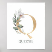 Q Monogram Floral Aangepast Poster (Voorkant)