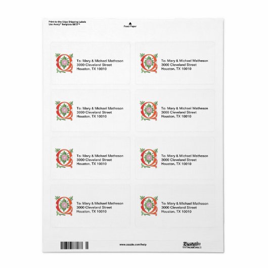 Q Monogram voor Fleur-de-lis Etiket (Full Sheet)