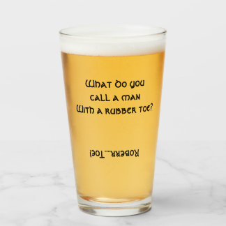 Q&Q MAN MET EEN RUBBEREN TEEN? glazen bierpint