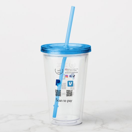 Q R-code PayPal venmo scan betalen voeg social med Acryl Drinkbeker (Achterkant)