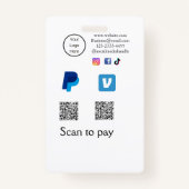 Q R-code PayPal venmo scan betalen voeg social med Badge (Achterkant)