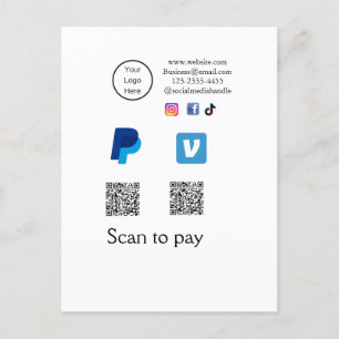 Q R-code PayPal venmo scan betalen voeg social med Briefkaart