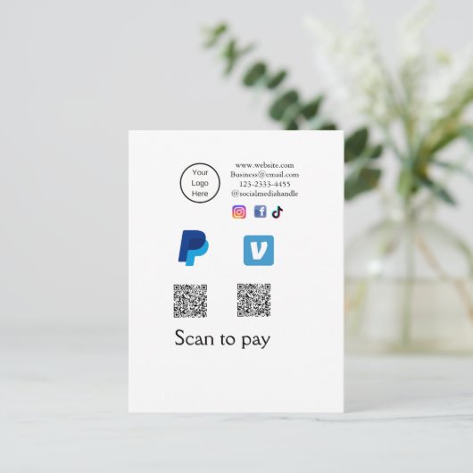 Q R-code PayPal venmo scan betalen voeg social med Briefkaart (Staand voorkant)