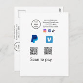 Q R-code PayPal venmo scan betalen voeg social med Briefkaart (Voorkant / Achterkant)