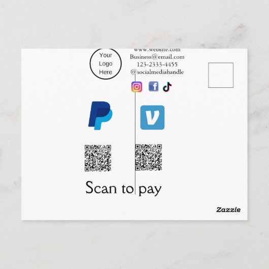 Q R-code PayPal venmo scan betalen voeg social med Briefkaart (Achterkant)