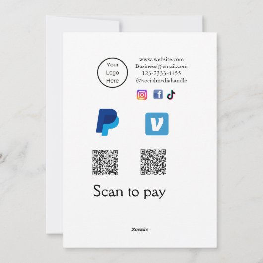 Q R-code PayPal venmo scan betalen voeg social med Feestdagenkaart (Achterkant)