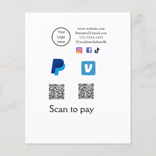 Q R-code PayPal venmo scan betalen voeg social med Flyer (Voorkant)