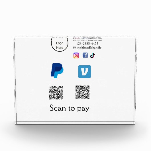 Q R-code PayPal venmo scan betalen voeg social med Fotoblokken (Voorkant)