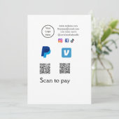 Q R-code PayPal venmo scan betalen voeg social med Kaart (Staand voorkant)