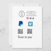 Q R-code PayPal venmo scan betalen voeg social med Kaart (Achterkant)