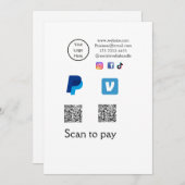 Q R-code PayPal venmo scan betalen voeg social med Kaart (Voorkant / Achterkant)