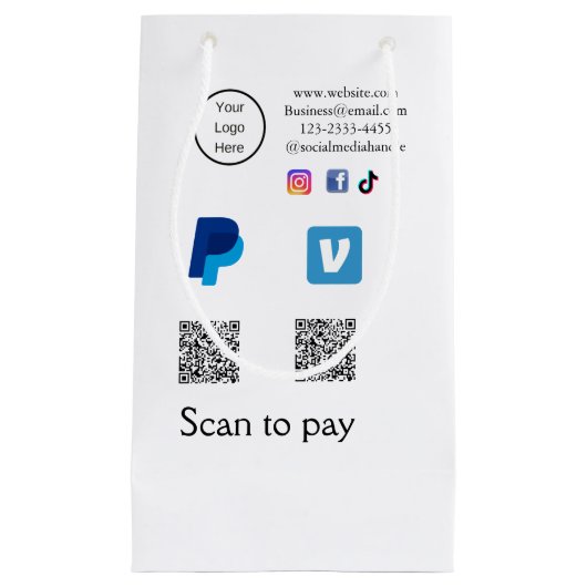 Q R-code PayPal venmo scan betalen voeg social med Klein Cadeauzakje (Voorkant)