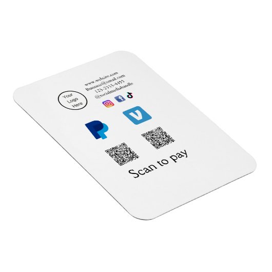 Q R-code PayPal venmo scan betalen voeg social med Magneet (Rechterzijde)
