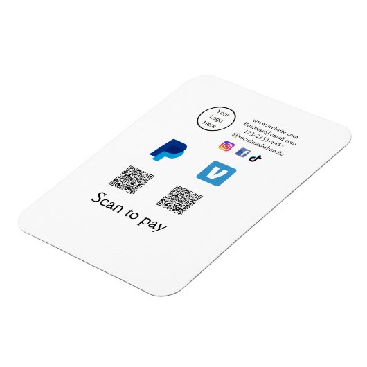 Q R-code PayPal venmo scan betalen voeg social med Magneet (Linkerzijde)