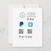 Q R-code PayPal venmo scan betalen voeg social med Notitiekaartje (Voorkant)