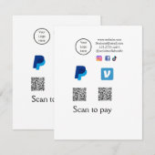 Q R-code PayPal venmo scan betalen voeg social med Notitiekaartje (Voorkant / Achterkant)