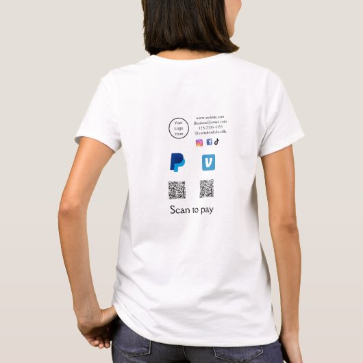 Q R-code PayPal venmo scan betalen voeg social med T-shirt (Achterkant)