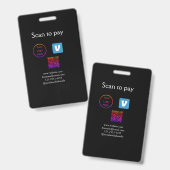 Q R-code venmo scan om logo toe te voegen sociale  Badge (Voor- en achterkant)