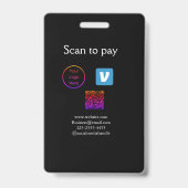 Q R-code venmo scan om logo toe te voegen sociale  Badge (Achterkant)