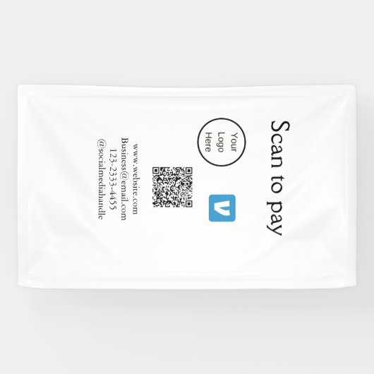 Q R-code venmo scan om logo toe te voegen sociale  Spandoek (Horizontaal)