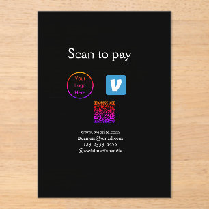 Q R code venmo scan om te betalen add logo social Acryl Uitnodigingen