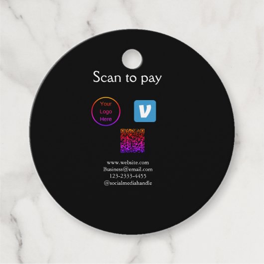 Q R code venmo scan om te betalen add logo social Bedankjes Labels (Voorkant)