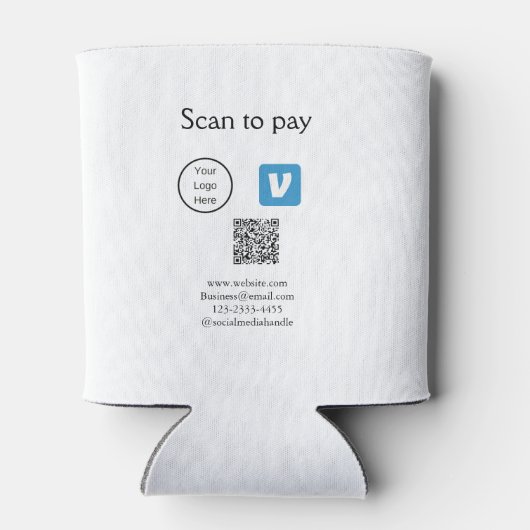 Q R code venmo scan om te betalen add logo social Blikjeskoeler (Achterkant)