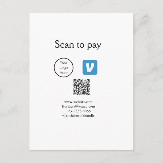 Q R code venmo scan om te betalen add logo social  Briefkaart (Voorkant)
