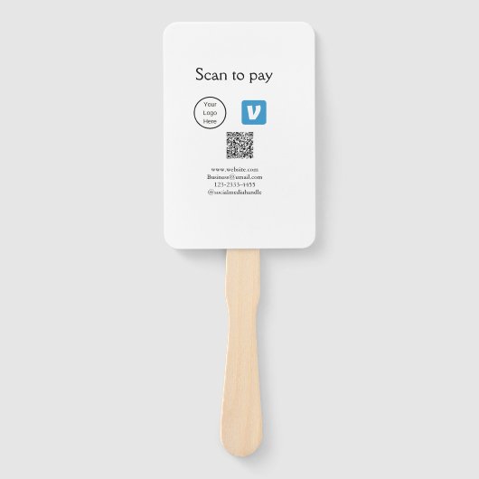 Q R code venmo scan om te betalen add logo social Handwaaier (Voorkant)