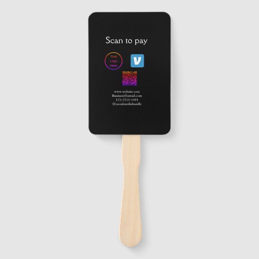 Q R code venmo scan om te betalen add logo social Handwaaier (Voorkant)