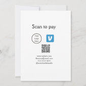 Q R code venmo scan om te betalen add logo social Kaart (Achterkant)