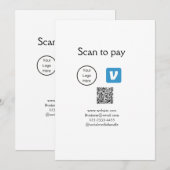 Q R code venmo scan om te betalen add logo social Kaart (Voorkant / Achterkant)