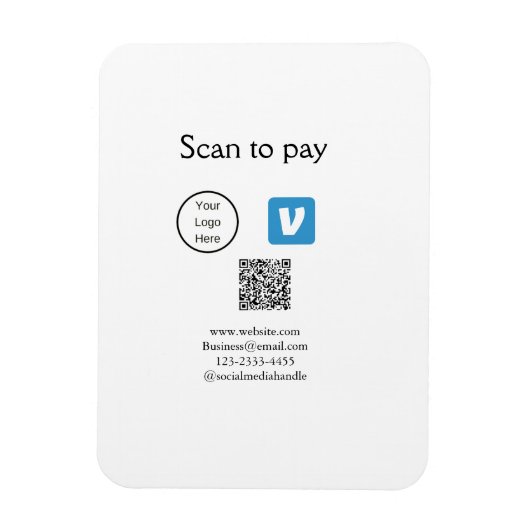 Q R code venmo scan om te betalen add logo social  Magneet (Verticaal)